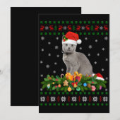 Kat Dierenliefhebber Kerstman Muts Lelijke Russisc Kaart (Voorkant / Achterkant)