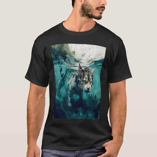 Kat Dinosaur Onderwater T-shirt (Voorkant)