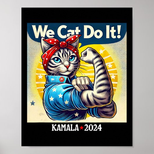 Kat Doe Het Kamala Harris Supporter Kinderloze Kat Poster (Voorkant)