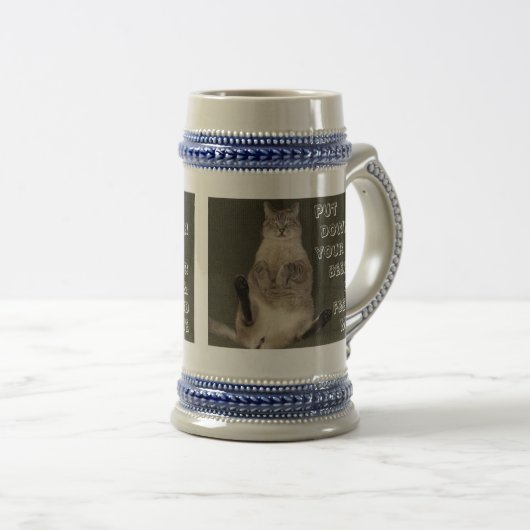 Kat "DOE JE BIER EN VOET ME" Stein Bierpul (Voorkant rechts)