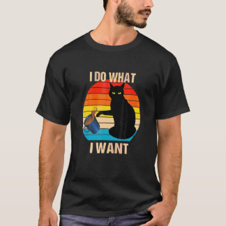 Kat Doe Wat Ik Wil Kat  Miauw Rebelse Kat Retro Vi T-shirt