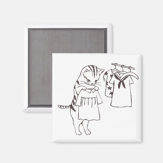 Kat doet de was magneet (Voorkant / Achterkant)