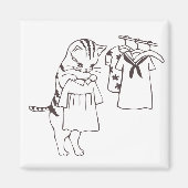 Kat doet de was magneet (Voorkant)