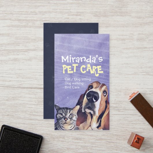 Kat Dog Pet Care Grooming Sitting Punch Klantenkaartje (Voorkant / Achterkant in situ)