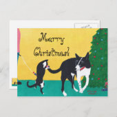 Kat Dog Spelen met de Briefkaarten van het kerstfe (Voorkant / Achterkant)