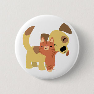Kat & Doggy cartoon-knoopbadge Ronde Button 5,7 Cm