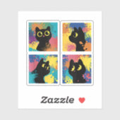 Kat-donkerkleurig Kat voor paarse kattenliefde Sticker (Vel)