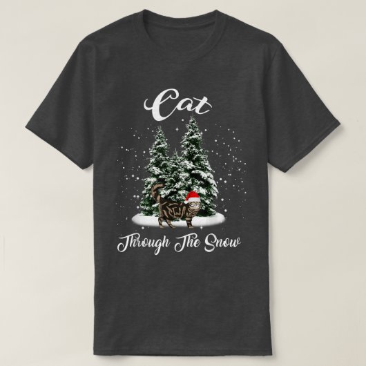 Kat door de sneeuwkerstman t-shirt (Design voorkant)