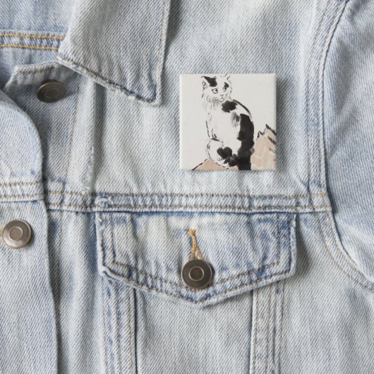 Kat (door Xu Beihong) Vierkante Button 5,1 Cm (In situ)