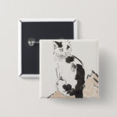 Kat (door Xu Beihong) Vierkante Button 5,1 Cm (Voorkant /achterkant)