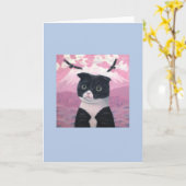 Kat Dora-chan blauw #3 Kaart (Gele Bloem)