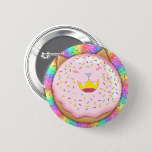 Kat-Doughnut: Bevroren met achtergrondpin Ronde Button 5,7 Cm (Voorkant /achterkant)