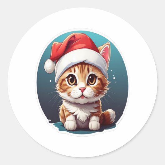 Kat draag pet 2 ronde sticker (Voorkant)
