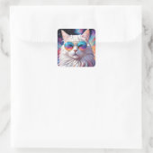 Kat draagt bril in de ruimte vierkante sticker (Tas)