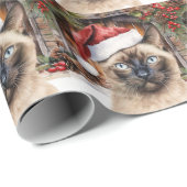 Kat draagt kerstmuts voor kerstfeest cadeaupapier (Rol Hoek)