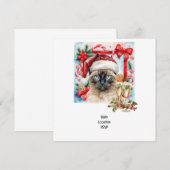 Kat draagt kerstmuts voor kerstfeest save the date (Voorkant / Achterkant)