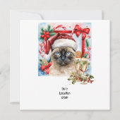 Kat draagt kerstmuts voor kerstfeest save the date (Voorkant)