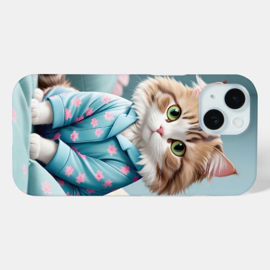Kat draagt pyjama Case-Mate iPhone case (Achterkant (horizontaal))