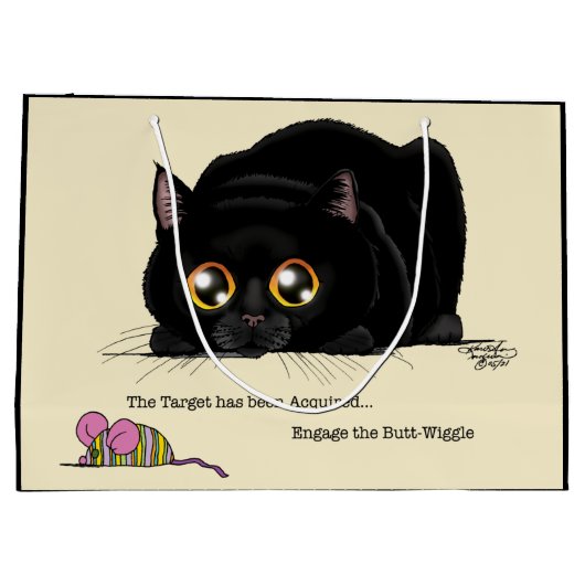 Kat draaiend groot cadeauzakje (Achterkant)