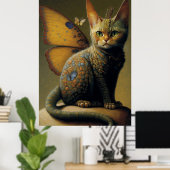 kat draak met vlindervleugels poster (Thuiskantoor)