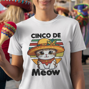 Kat Dragen een kleurrijke sombrero T-shirt