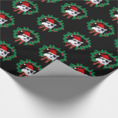 Kat Dragen Santa Hat Schattige Kerstpatroon Cadeaupapier (Hoek)