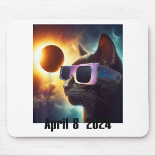 Kat Dragen Zonnebril Eclipse Kleurrijke Pop Cul Muismat