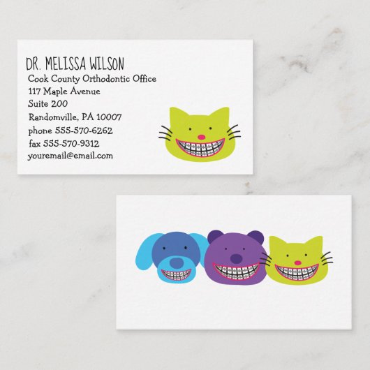 Kat-dragende races die orthodontisten oproepen visitekaartje (Voorkant / Achterkant)
