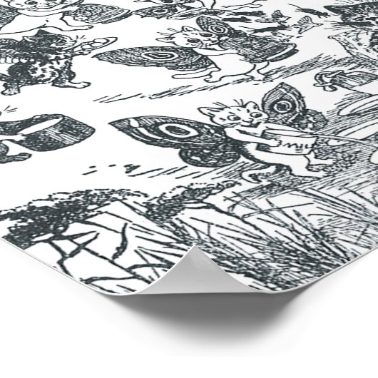 Kat Dream of Fairyland, Louis Wain Poster (Hoek)