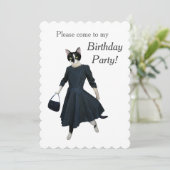 Kat Dress Birthday Party Invitation Kaart (Staand voorkant)
