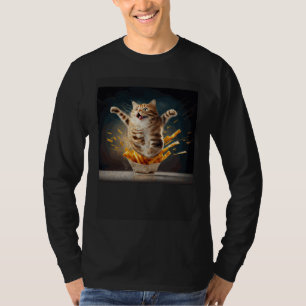 Kat drijft op frites t-shirt