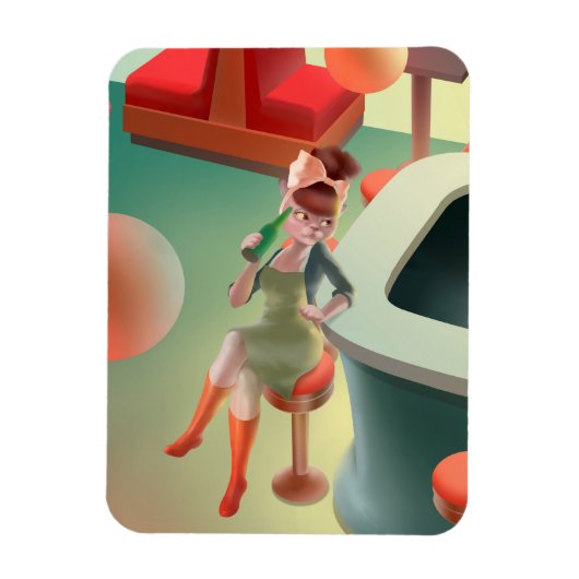 Kat Drink bier in bar Magneet (Verticaal)