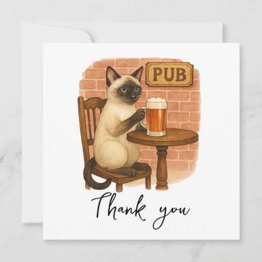 Kat drink bier in Ierse pub Bedankkaart (Voorkant)