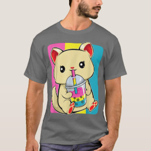 Kat Drink Boba LGBTQ Kitten Panseual Pride Flag T-shirt