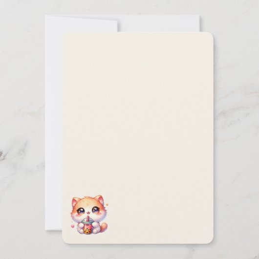 Kat Drink Boba Schattige Bubble Tea Verjaardagsfee Kaart (Achterkant)