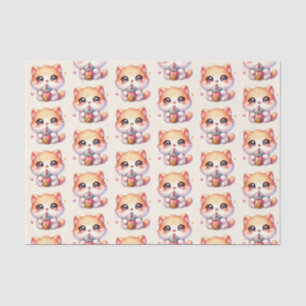 Kat Drink Boba Schattigee Bubble Tea Tissuepapier