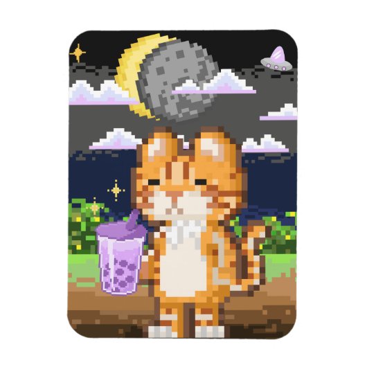 Kat Drink Boba Tea UFO Eclipse Magnet Magneet (Verticaal)