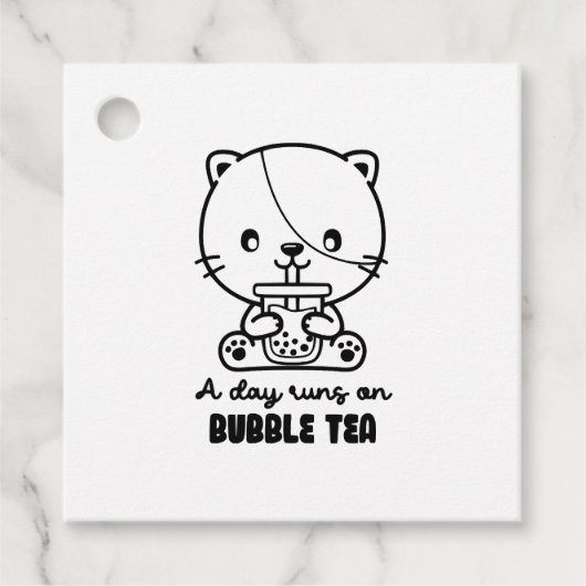 Kat Drink Bubble Tea, Boba Tea Clipart Bedankjes Labels (Voorkant)