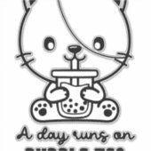 Kat Drink Bubble Tea, Boba Tea Clipart Sticker (Voorkant)