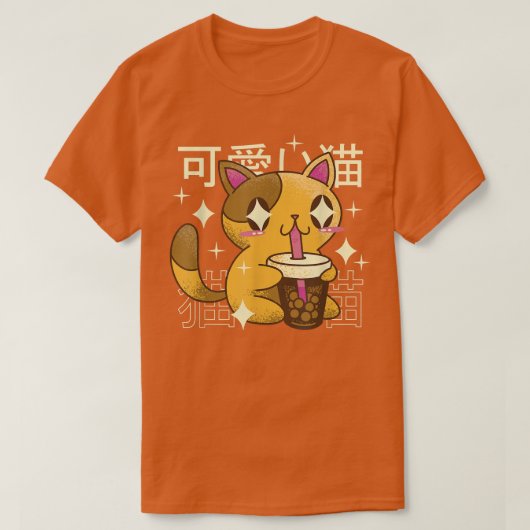 Kat Drink Bubble Tea Drink Japan T-shirt (Design voorkant)