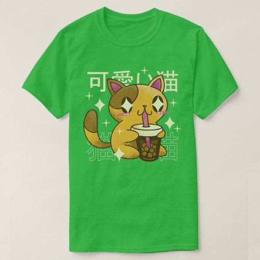 Kat Drink Bubble Tea Drink Japan T-shirt (Design voorkant)