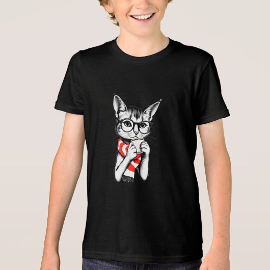 Kat Drink een Coffee Tri-Blend Shirt (Voorkant)