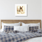 Kat drink koffie in bed canvas afdruk (Insitu (Slaapkamer))