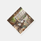 Kat drink koffie in café servet (Hoek)