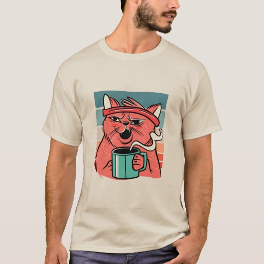 Kat Drink koffie T-shirt (Voorkant)