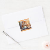 Kat Drink koffievierkant Stickers (Envelop)