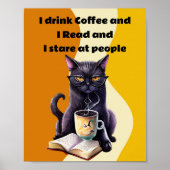 Kat drink koffiewandkunst Ik drink koffie Poster (Voorkant)