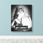 Kat Drink melk van Jug Canvas Afdruk (Insitu (Houten vloer))