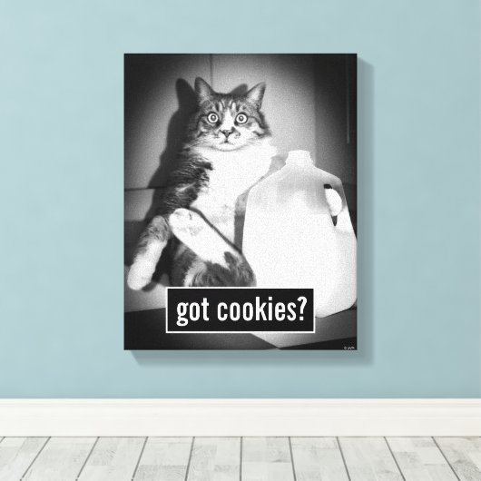 Kat Drink melk van Jug Canvas Afdruk (Insitu (Houten vloer))