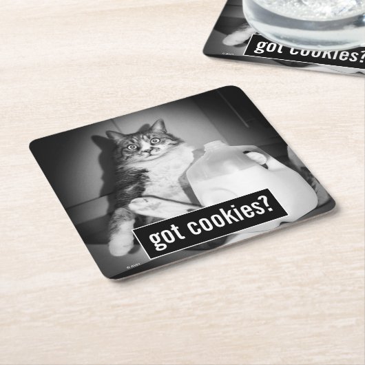 Kat Drink melk van Jug Kartonnen Onderzetters (Schuin)